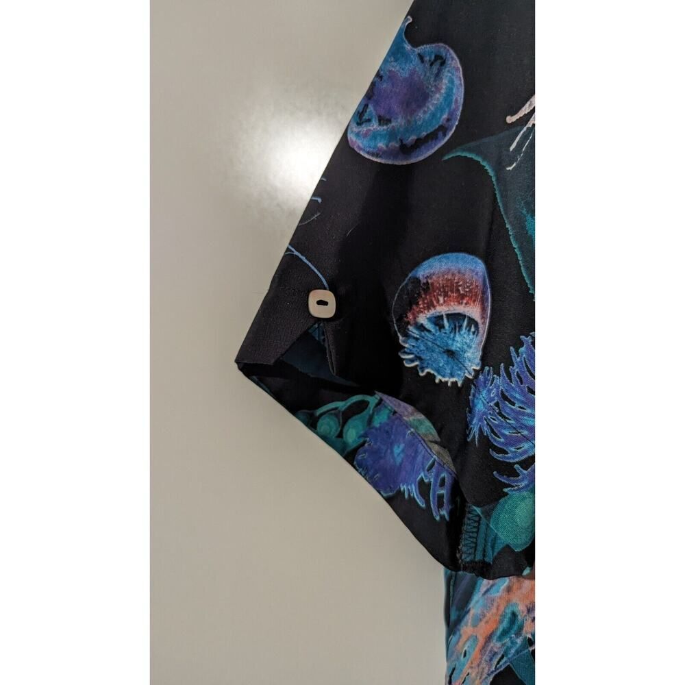 Via Ripatti Designs Jellyfish Button Down Shirt Mens Multicolored Polyester u - Picture 5 of 9